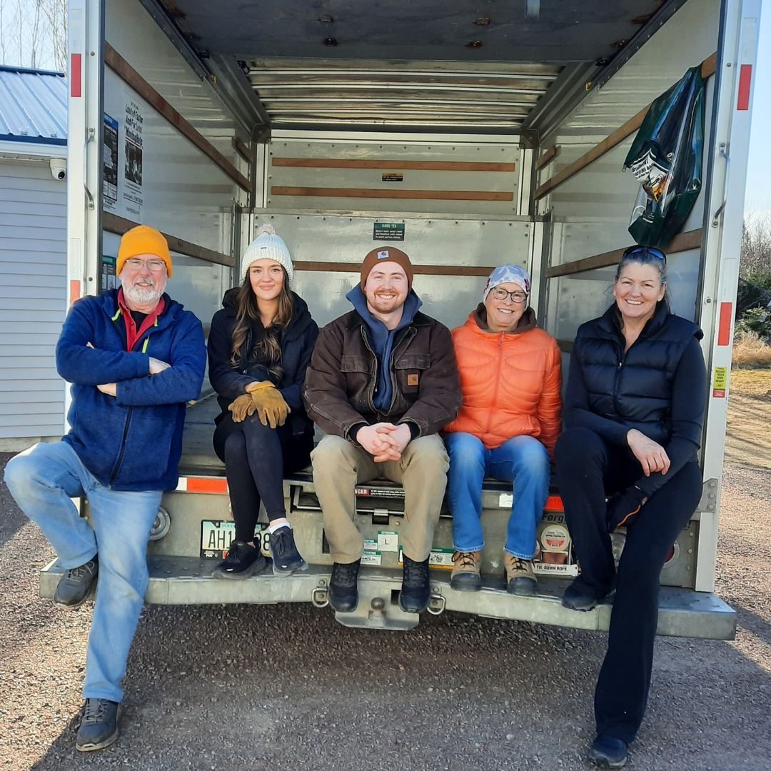 Volunteers in truck